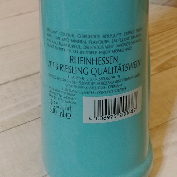 Moselland Happy Cat Rheinhessen  Collection Teal Blue/Green 2018 Bottle Empty - Picture 5 of 6